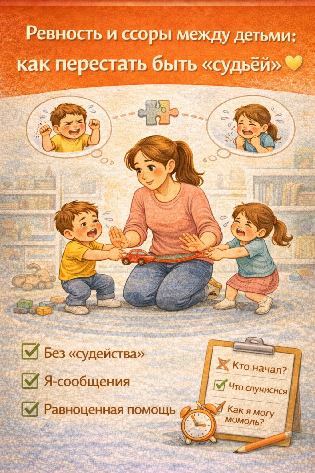 Ревность и ссоры между детьми: как перестать быть «судьёй»